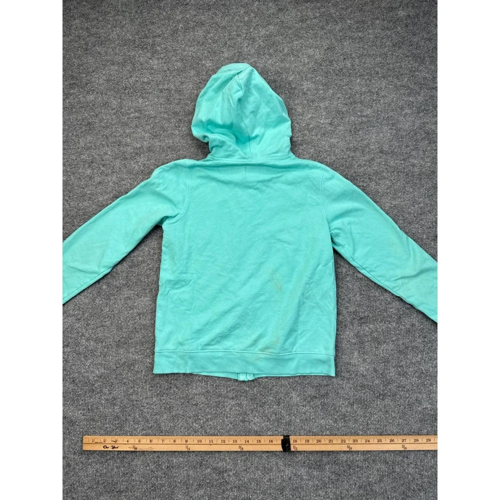 The Children's Place Girls XL 14 Teal Blue LOVE Glitter Zip Up Hoodie Sweatshirt